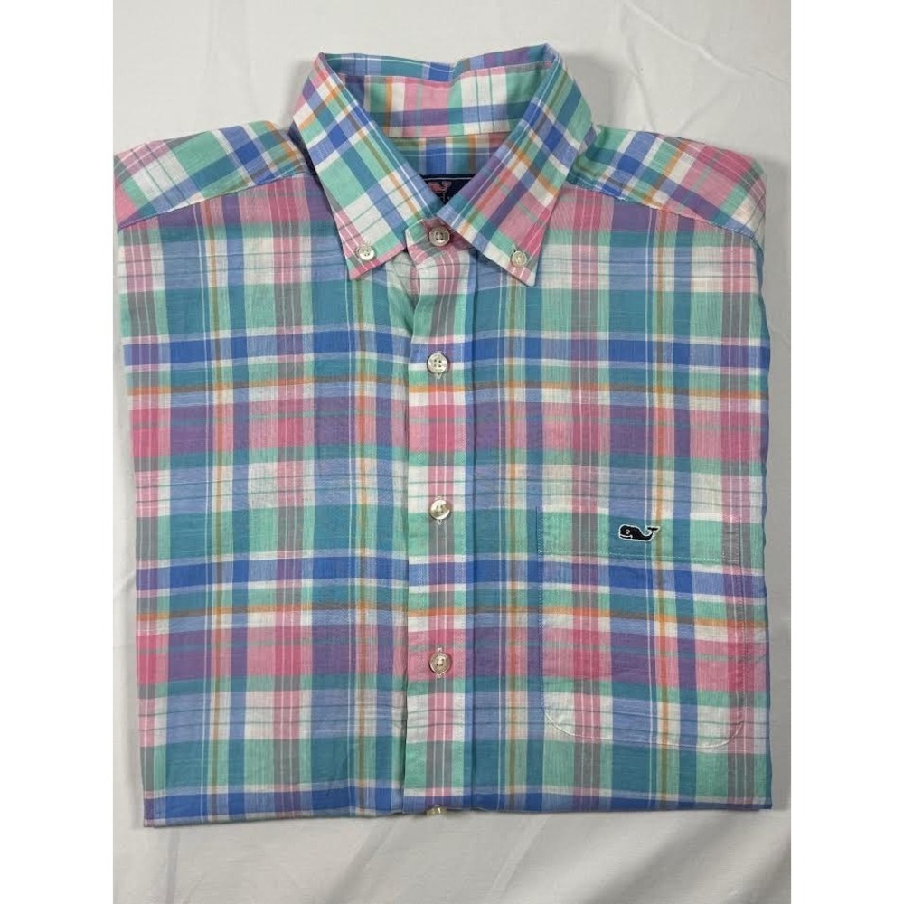 Vineyard Vines Tucker Shirt M Colorful Classic Fit Button Up Short Sleeve Men's
